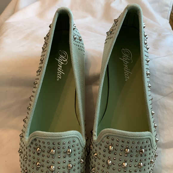 Seafoam suede & rivets flats - Picture 4 of 5